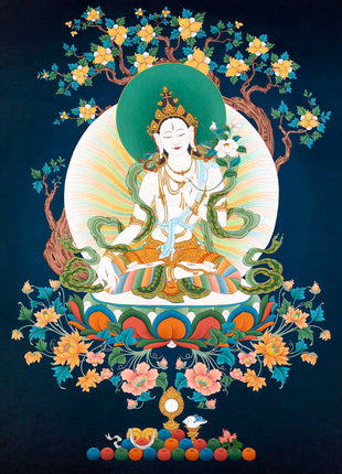 White Tara Tibetan Thangka