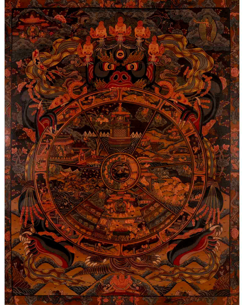 Wheel Of Life Painting | Traditional Tibetan Thangka | Wall Decors