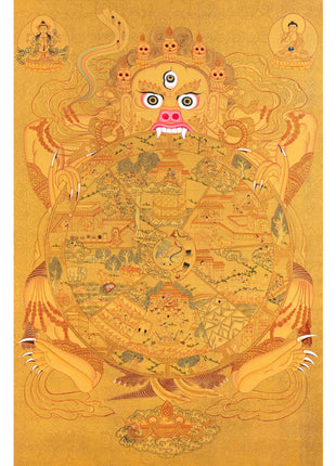 Wheel Of Life Thangka With Full Gold Painted | Wall Decoration Painting | Art Painting for Meditation and Good Luck to house