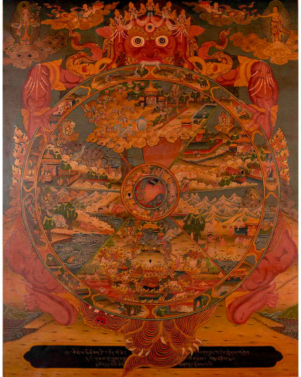 Wheel Of Life Buddhist Thangka | Religious Tibetan Artwork | Wall Decoration