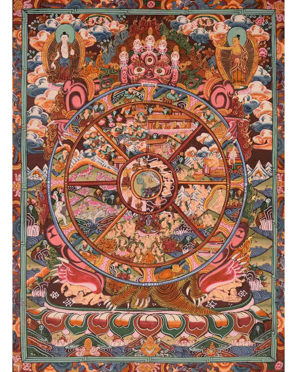 Wheel of Life Buddhist Painting | Traditional Thangka | Wall Decors