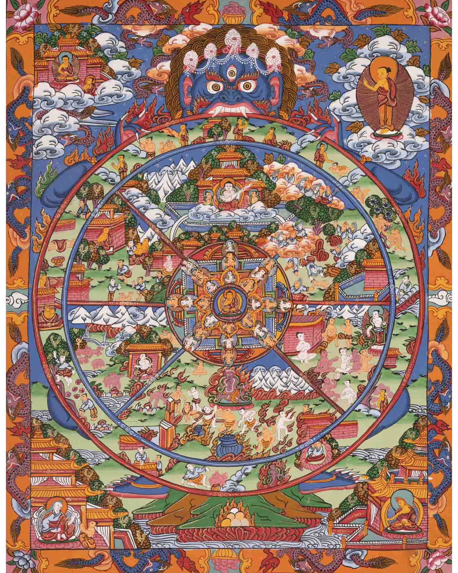 Wheel of Life Buddhist Thangka | Traditional Art | Wall Decors