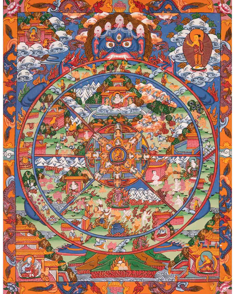 Wheel of Life Buddhist Thangka | Traditional Art | Wall Decors