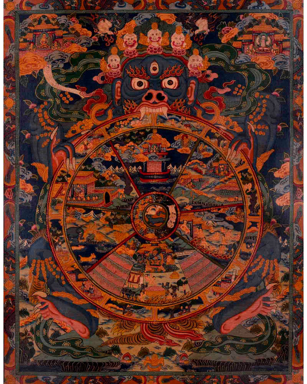 Wheel of Life Thangka | Traditional Tibetan Painting | Wall Decors