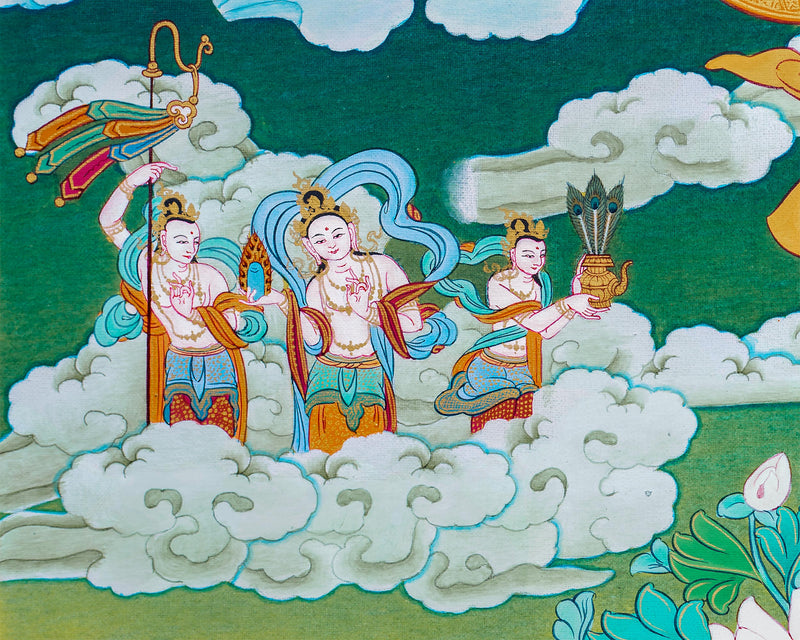 White Tara With Umbrella | Mother Deity Thangka Painting | Buddhist