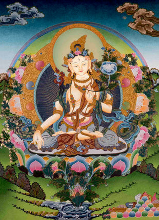 White Tara Art | Traditional Tibetan Thangka | Wall Decors