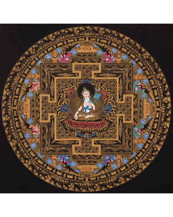 White Tara Mandala Thangka Painting