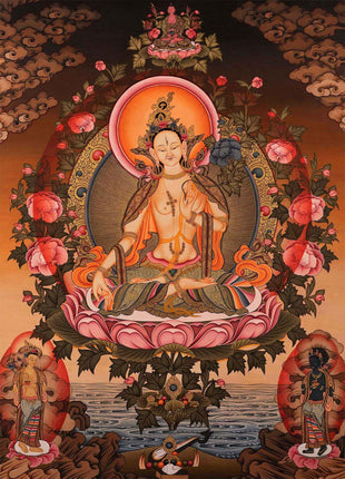 White Tara Painting | Traditional Religious Wall Decor