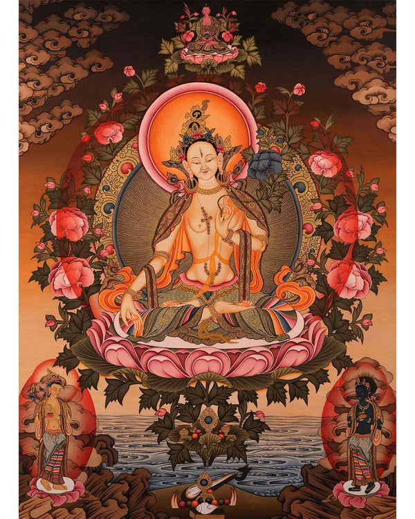 White Tara Painting | Traditional Religious Wall Decor