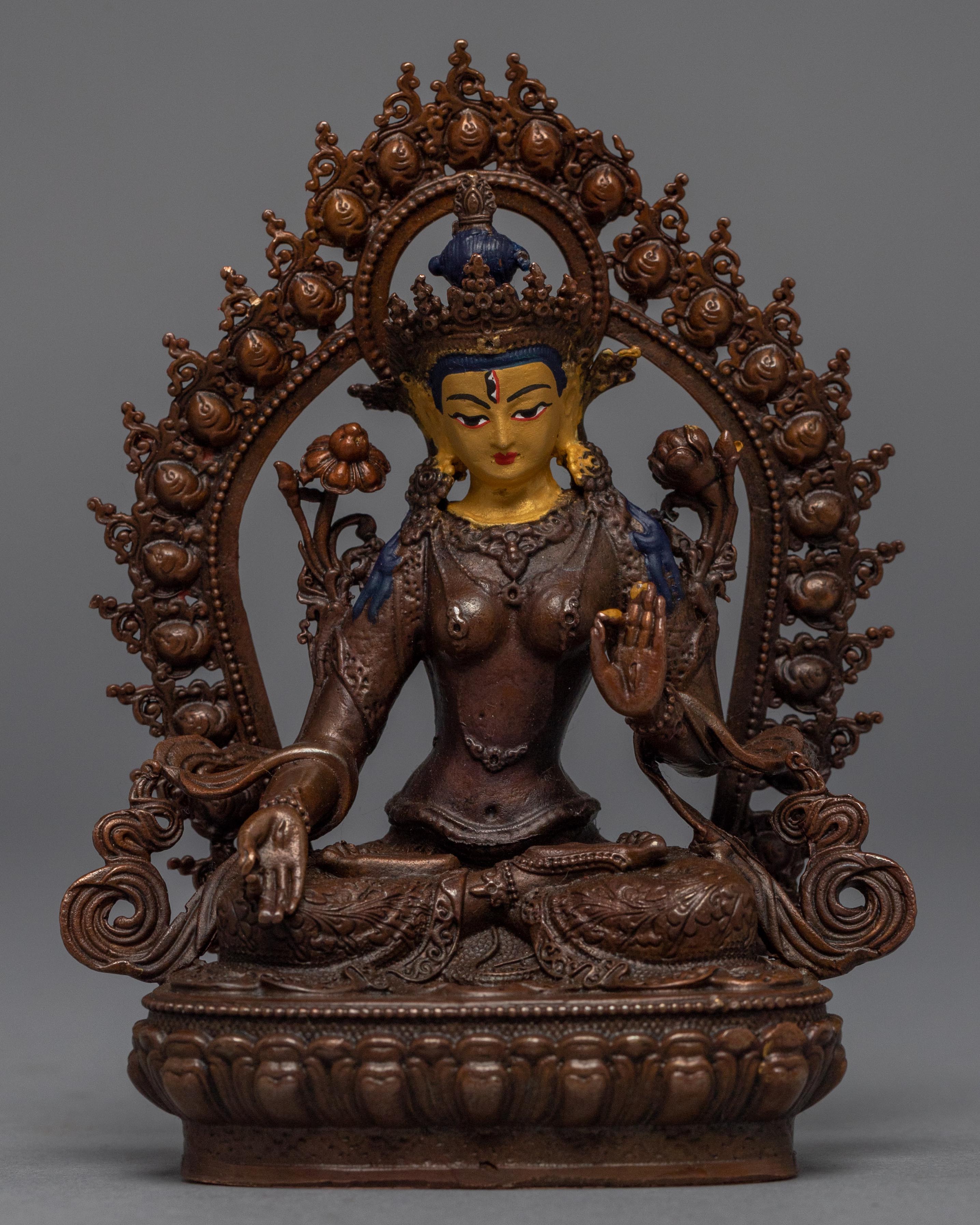 Machine Deity Machine-made White Tara Practice Sculpture | Tibetan Buddhist Deity Go