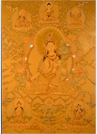 White Tara Thangka Painting | Meditation Canvas Art