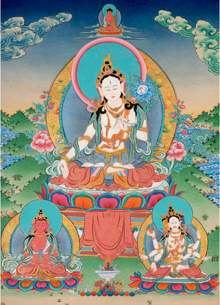 White Tara Thangka Painting | Religious Buddhist Art | Wall Decors