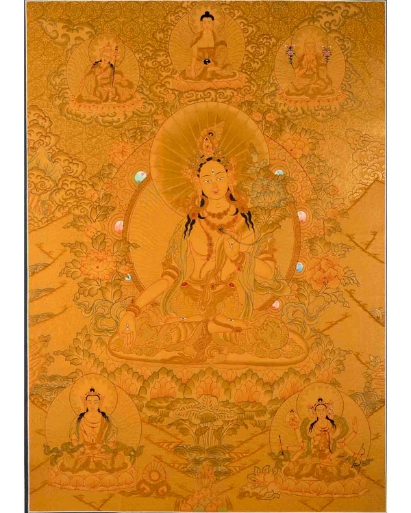 White Tara Thangka Painting | Meditation Canvas Art