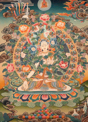 White Tara Thangka Painting | Religious Tibetan Art | Wall Decors