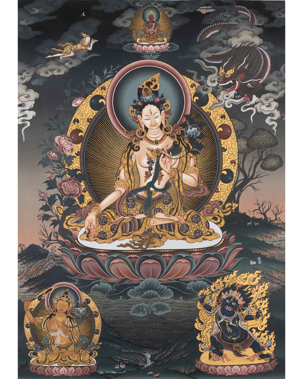 White Tara Thangka | Tibetan Dolkar Bodhisattva Of Long Life