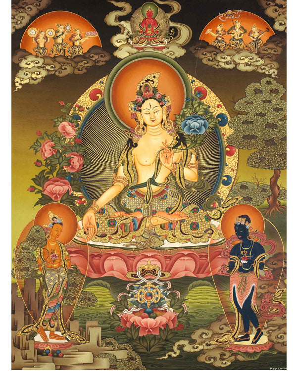 White Tara Thangka | Tibetan Wall Art | Treasure for life