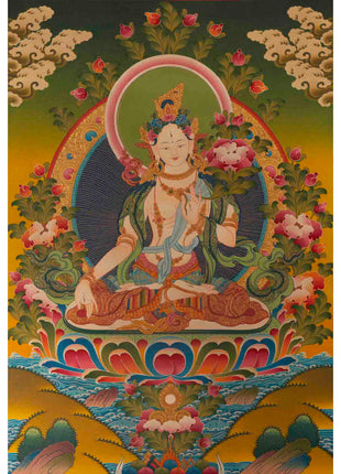 White Tara Thangka | Religious Buddhist Paintinig | Wall Decors