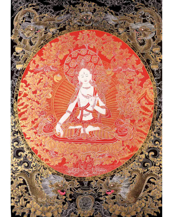 White Tara Thangka | Female Bodhisattva Art | Wall Decors