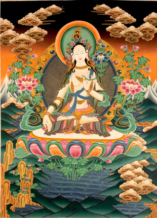 White Rara Painting Thangka | Tibetan Bodhisattva Art