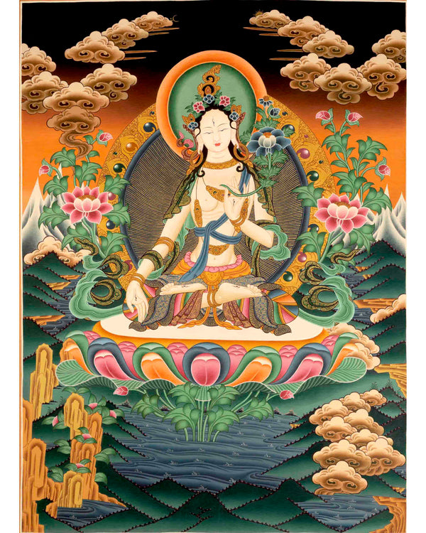 White Rara Painting Thangka | Tibetan Bodhisattva Art