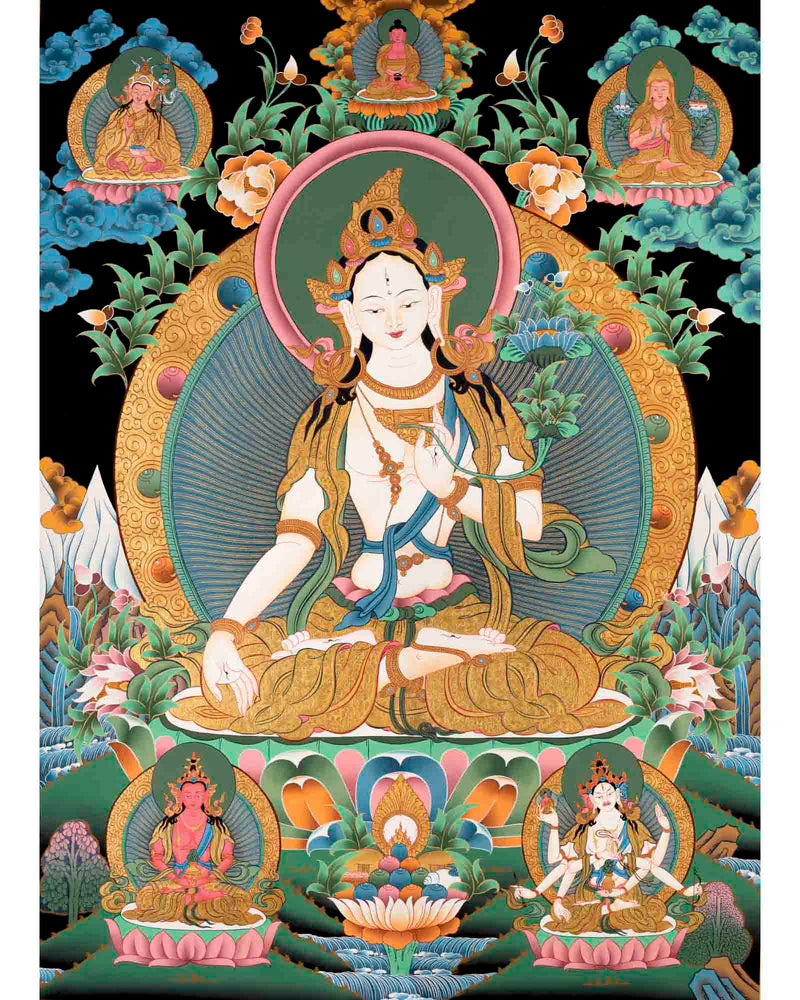 Female White Tara Thangka | Religious Wall Decors