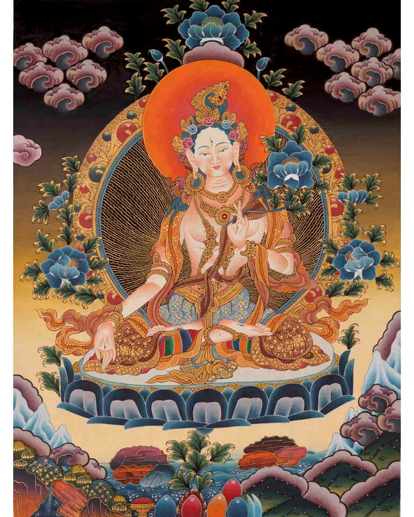 Religious White Tara Thangka | Female Bodhisattva