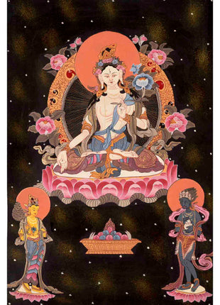 White Tara Thangka | Traditional Tibetan Art | Wall Decors