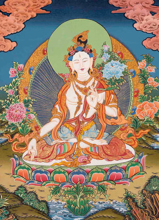 White Tara Thangka | Religious Buddhist Art | Wall Decors