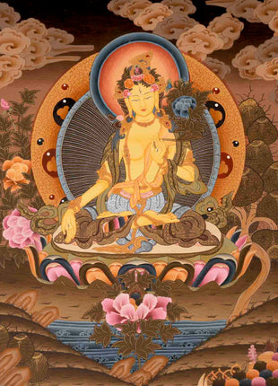 White Tara Thangka | Buddhist Artwork | Wall Hanging Decors