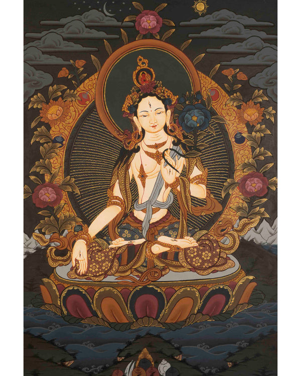 White Tara Thangka | Buddhist Wall Hanging Painting