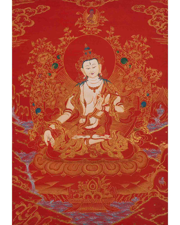 White Tara Thangka | 24K Gold Style Art | Religious Wall Decors