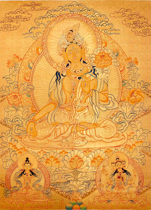 Hand-Painted White Tara Thangka | Wall Hanging Decor