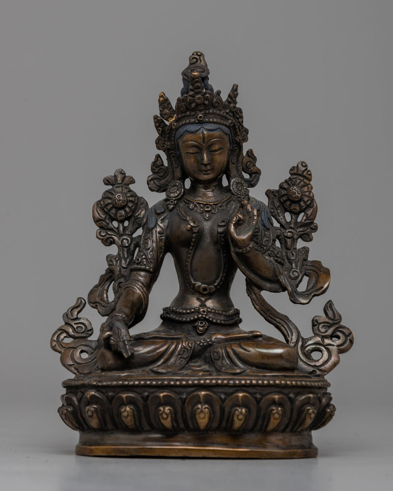 Oxidized Copper White Tara Statue