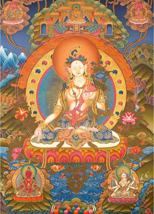 White Tara | Kwan Yin Female Goddess | Original Hand-Painted Tibetan Thangka