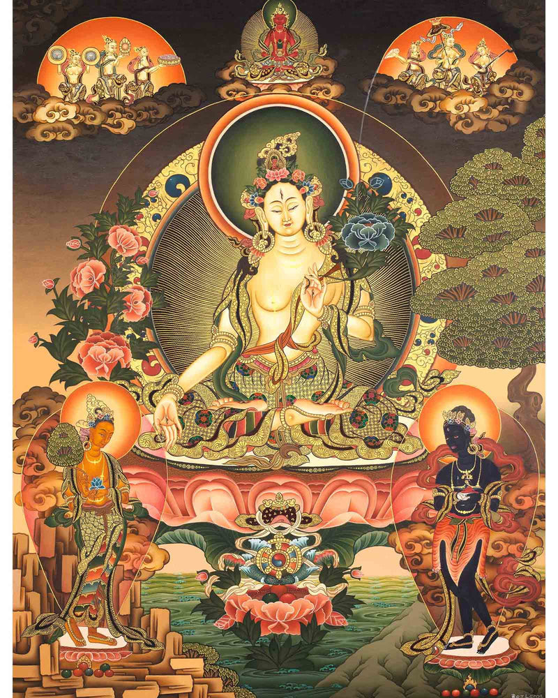 White Tara Female Bodhisattva | Mindfulness Meditation Art
