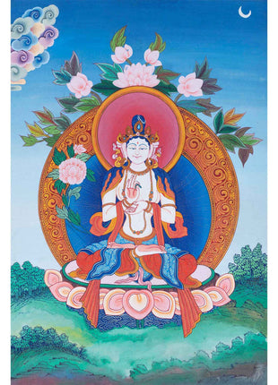 White Tara | Female Buddhist Divinity | Original Thangka Painting