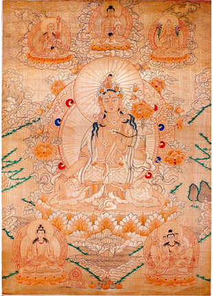 Traditional White Tara Thangka | Mother Buddha Painting with 24k Gold