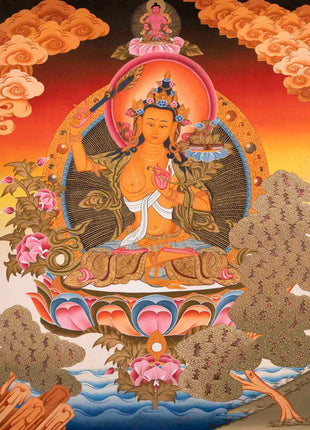 Wisdom Bodhisattva Manjushri | Religious Buddhist Thangka | Wall Decors