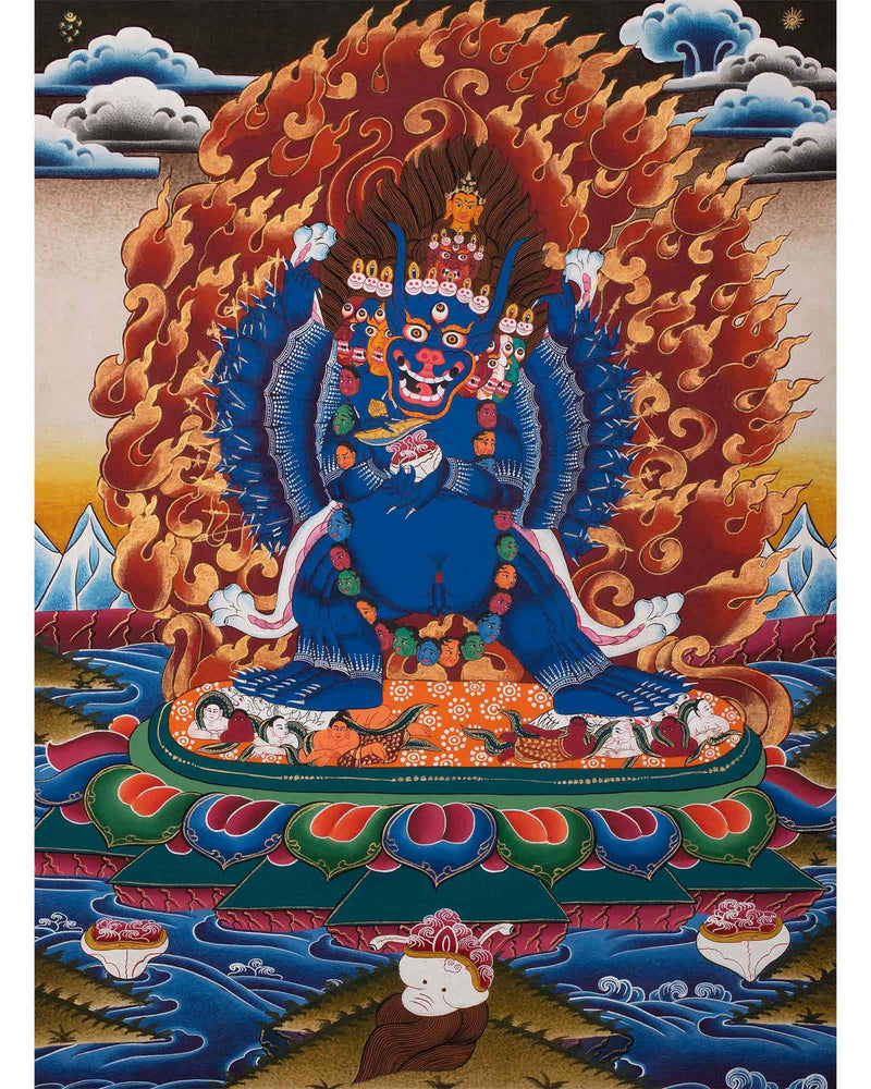 Yamantaka Yidam Thangka Painting  | Vajrabhairava Heruka Canvas Art
