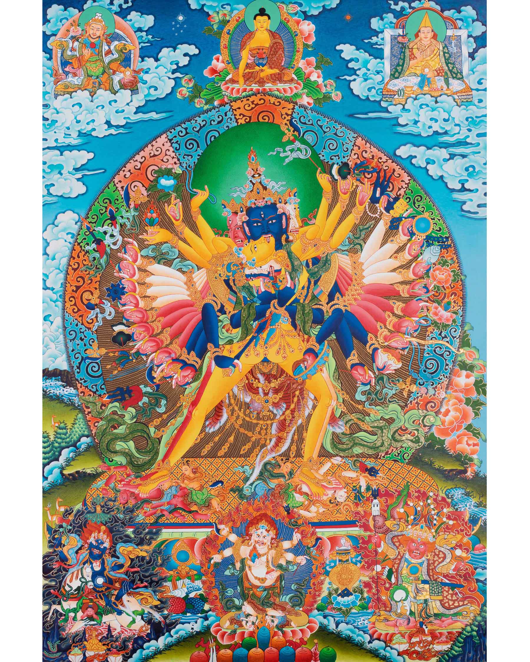 Yidam Kalachakra Thangka | His Consort Vishvamata | Handpainted Wall Decoration