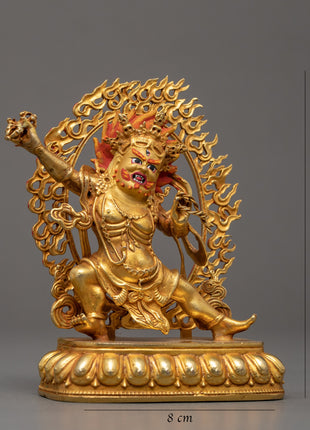 Wrathful Vajrapani Gold Sculpture | Traditional Himalayan Art