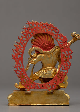 Wrathful Vajrapani Gold Sculpture | Traditional Himalayan Art