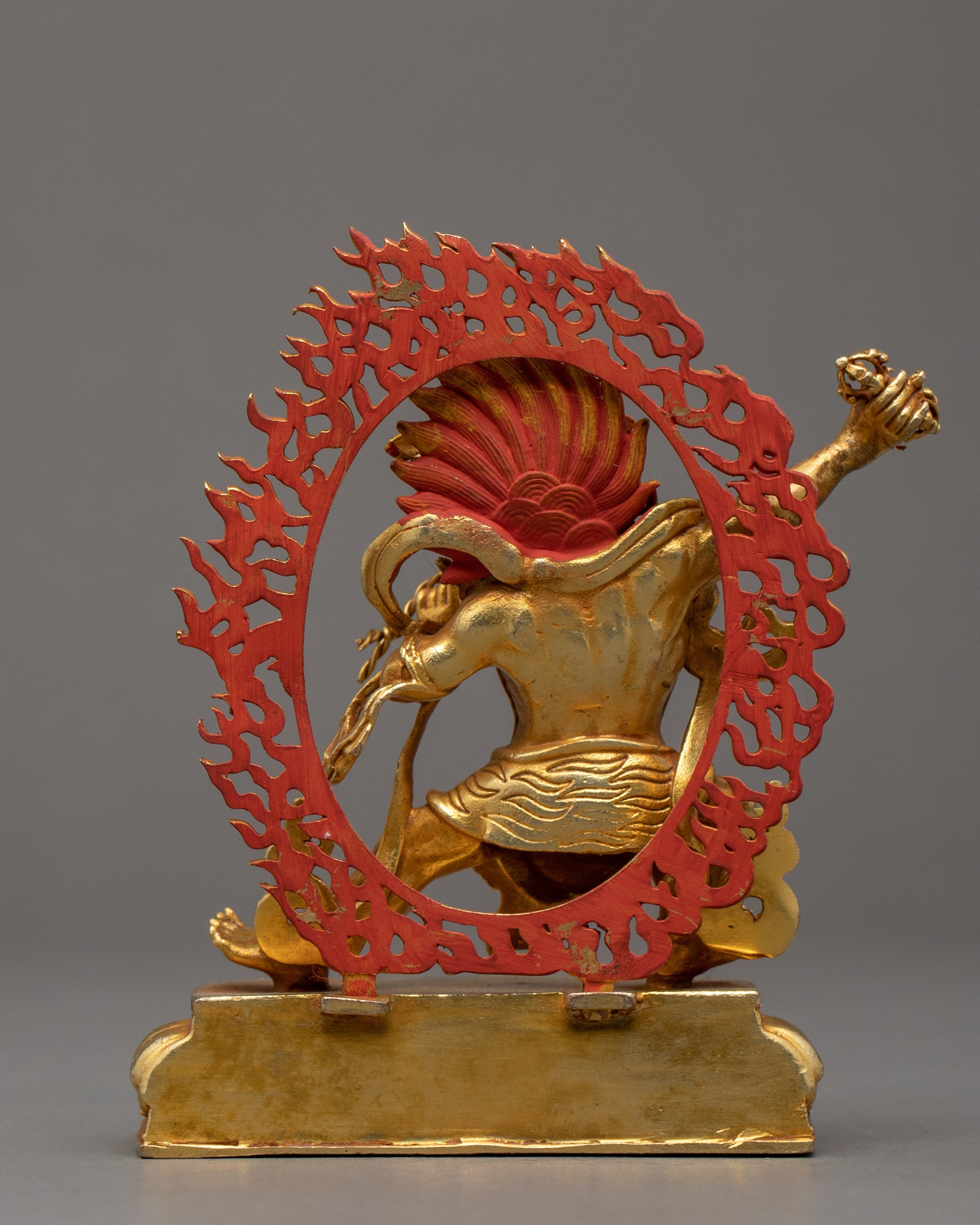 Wrathful Vajrapani Gold Sculpture | Traditional Himalayan Art