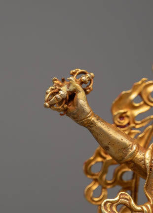 Wrathful Vajrapani Gold Sculpture | Traditional Himalayan Art