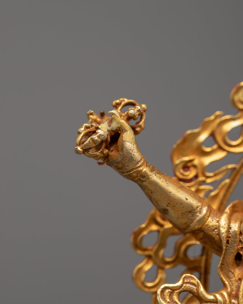 Wrathful Vajrapani Gold Sculpture | Traditional Himalayan Art
