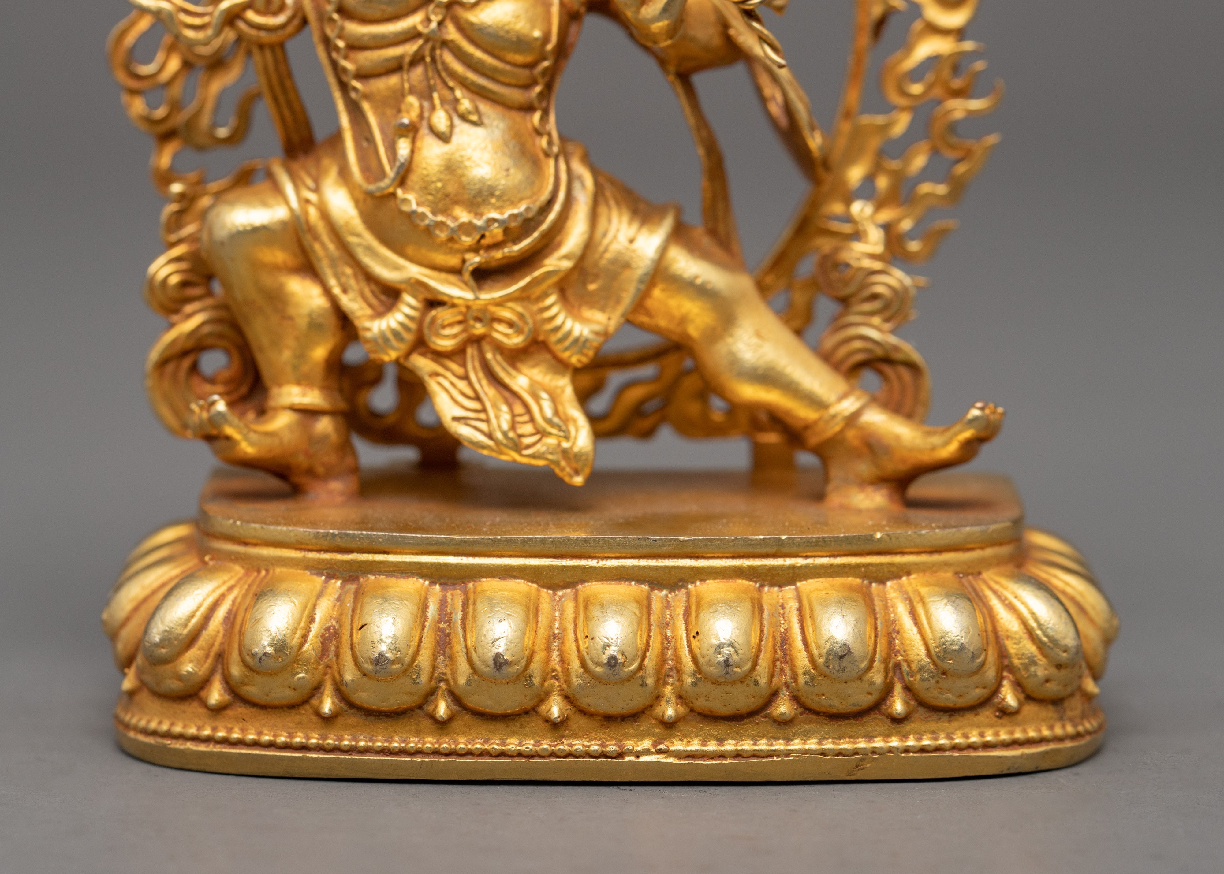 Wrathful Vajrapani Gold Sculpture | Traditional Himalayan Art