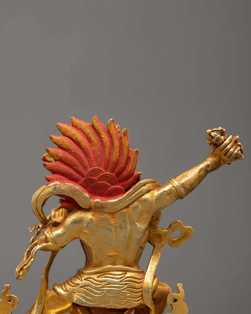 Wrathful Vajrapani Gold Sculpture | Traditional Himalayan Art
