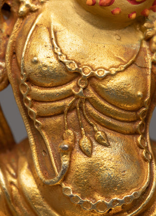 Wrathful Vajrapani Gold Sculpture | Traditional Himalayan Art
