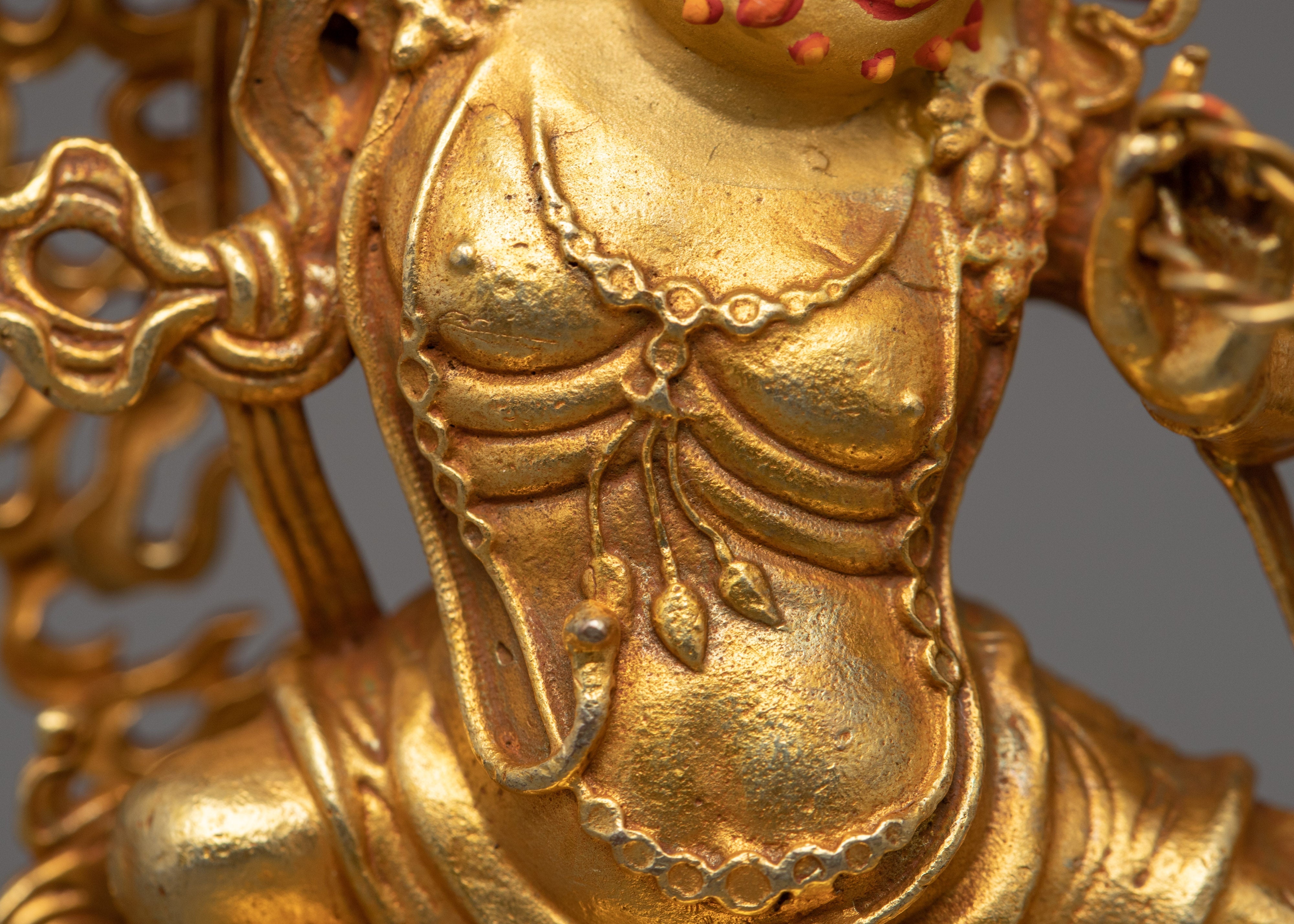 Wrathful Vajrapani Gold Sculpture | Traditional Himalayan Art