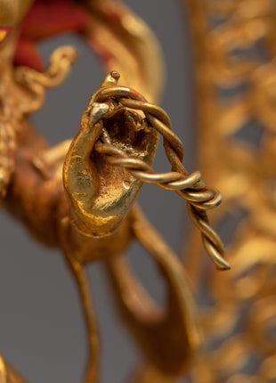 Wrathful Vajrapani Gold Sculpture | Traditional Himalayan Art